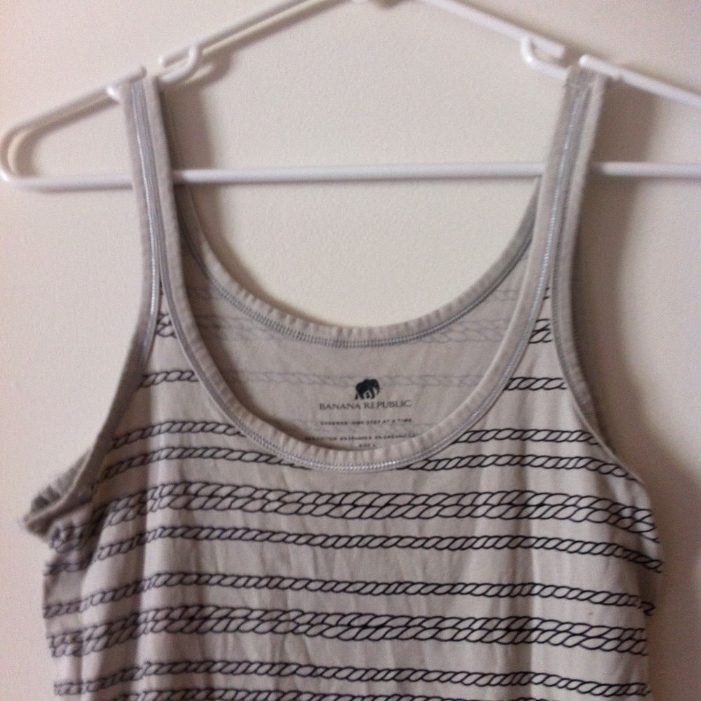 Banana Republic Tan & Rope Blue Pattern Tank Top - Picture 4 of 5